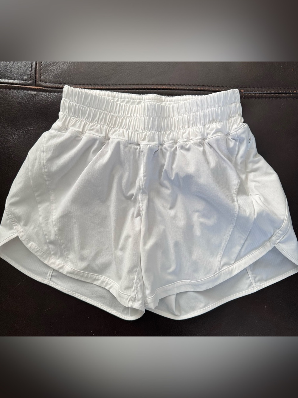 Lululemon White Track Shorts with Elastic Pull Waist